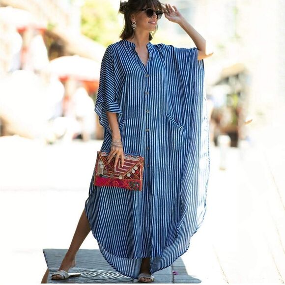 Striped Kaftan In Blue
